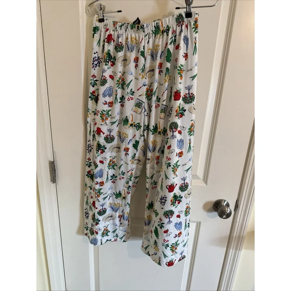 Kate Spade White Colorful IN THE GARDEN Knit Cropped Pajama Set Medium Floral - Picture 11 of 12